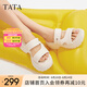 他她（TATA）休閑厚底拖鞋女外穿運動軟底簡約涼鞋夏新款WL202BT4 米白（拖鞋款） 38