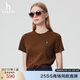 HAZZYS哈吉斯女裝 2025夏季新款女士多色圓領(lǐng)休閑短袖T恤女ASTSE0CBE51 棕色BW L (165/88A 40)