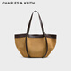 CHARLES&KEITH25秋新品大容量通勤復古子母托特包七夕禮物CK2-30671782-1 Sahara Sand沙色/棕色 XL