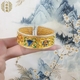 足銀999.9描金琺瑯彩純銀手鐲新中式國風(fēng)高級感百搭鐲子 八寶足銀手鐲 約61克