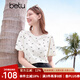 百圖betu女裝2025夏季新款T恤泡泡袖高檔針織蕾絲小蝴蝶結(jié)短袖2504T15 米白 L