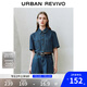 UR2025秋季新款女裝復古做舊紐扣短袖牛仔襯衫UYU850037 藍色 M