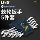 力鈺快速棘輪扳手套裝工具工業(yè)級開(kāi)口梅花兩用扳手省力塑架扳子5件套
