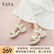 他她（TATA）厚底運(yùn)動涼鞋女白色沙灘涼鞋松糕底涼鞋2025夏新CXY02BL5 米白 34