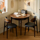 德邦博派【國補】中古風(fēng)餐桌可變圓桌小戶(hù)型家用全實(shí)木伸縮折疊橢圓飯桌子 【90cm】1桌2椅【洛克椅】