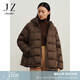 玖姿·安娜蔻【仙·羽絨】連帽白鵝絨保暖短款羽絨服女冬款 棕色 XL