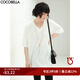 COCOBELLA寬松BF風(fēng)坑條V領(lǐng)半袖上衣中長(zhǎng)款OP長(zhǎng)T恤NTS10 白色 M