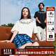 MEDM蝴蝶項鏈刺繡上衣黑白印花短袖T恤夏季男女同款百搭寬松休閑t 白色 M