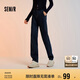 森馬（Semir）牛仔褲女抓毛長(zhǎng)褲舒適復(fù)古風(fēng)2024冬季潮流寬松錐形褲109724124003