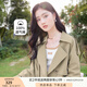 香影小個子風衣外套女短款2025秋季新款休閑風翻領卡其色工裝夾克 卡其色 M