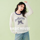 百家好（Basic House）Basic House/百家好復(fù)古字母蝴蝶結(jié)刺繡薄針織衫女2025夏新款上衣 白色 S