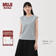 無印良品（MUJI）女式 雙股天竺編織法國袖T恤上衣打底衫內(nèi)搭女裝25年夏季BB2RPA5S 淺藍色 M (160/84A)