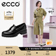 愛步（ECCO）【明星同款】樂福鞋女 百搭牛皮厚底粗跟英倫風單鞋女 摩登490013 黑色49001301001 建議選小一碼 39 （偏大，建議選小一碼）