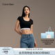 Calvin Klein內(nèi)衣【七夕禮盒CK曲線杯】女士ck聚攏升杯T恤式外擴文胸QF8066AD UB1-墨夜黑 M