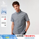 哈吉斯（HAZZYS）男裝 夏季款男士襯衣純色商務(wù)通勤短袖襯衫男ATCZK1BBF52 藏青色NV XL （180/100A 50）