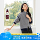 梵希蔓時(shí)尚撞色立領(lǐng)開(kāi)衫毛衣女2024秋季新款慵懶寬松顯瘦針織上衣 73382 灰色 L
