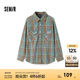 森馬（Semir）森柔牛仔|牛仔襯衫女中長(zhǎng)款純棉復(fù)古秋oversize長(zhǎng)袖襯衣街頭 藍(lán)黃色調(diào)00383 M