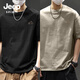 JEEP SPIRIT吉普純棉男短袖t恤夏季山系復古休閑半袖220G重磅寬松體恤兩件裝
