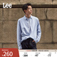 Lee標準版日常簡約翻領(lǐng)小Logo男長袖襯衫休閑潮流LMT009028T12 藍色 XXL