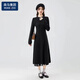 棉致針織長(cháng)袖連衣裙女2025春新款氣質(zhì)溫柔風(fēng)過(guò)膝修身設計感毛衣中長(cháng)裙 黑色裙子 XL 【建議115-135斤】