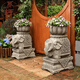 慕柯庭院門(mén)口大象擺件小院布置石墩花盆花園別墅網(wǎng)紅一樓露臺裝飾造景 一對象配花盆底座