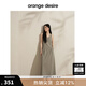 orangedesire【漫游詩(shī)】休閑U領(lǐng)背心裙2025夏微收腰雙褶A字長(cháng)裙 椰子殼 L