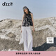DZZIT地素牛仔褲2025夏季新款波嬉風(fēng)串珠腰鏈裝飾闊腿褲子女3J2R8101B 白色 S
