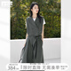 對白隨性休閑無袖西裝馬甲套裝女2025夏新款工裝闊腿褲高級兩件套 墨綠色 XL