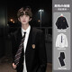 安初夏日系學(xué)院風(fēng)dk男生制服西裝套裝三粒紐扣校服jk學(xué)生畢業(yè)西服班服 黑色西服+白襯衫+黑色褲+領(lǐng)帶 XL