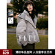 ELLE90白鴨絨灰色短款連帽羽絨服女2024冬季新款休閑拼接保暖外套 淺灰 L