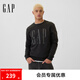 Gap男女裝2025秋季新款印花logo加絨圓領(lǐng)衛(wèi)衣合身上衣美版542214 黑色 M 美碼 L亞洲碼180/96A