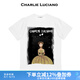 Charlie Luciano美女與野獸印花國潮短袖男女情侶同款圓領(lǐng)寬松休閑cl潮牌潮流T恤 白色 XS 160