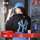 MLB官方 男女情侶做舊大logo時(shí)尚涼感T恤短袖25夏季新款TSM09 紐約洋基隊/黑色 M