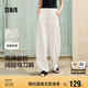 森馬（Semir）休閑褲女時尚打褶闊腿褲2025夏季氣質格子肌理彎刀褲107425127002