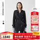 朗姿【朗姿Basic衣櫥】法式復古正肩高級感氣質(zhì)外套設計秋新款風(fēng)衣女 黑色3 M