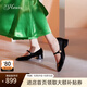 73Hours趙露思同款女鞋突然可愛(ài)2025春秋新款法式銀色瑪麗珍鞋單鞋 黑色 34