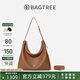 BAGTREE包包樹圖南植鞣皮hobo女包2025年新單肩斜挎包通勤餃子包七夕禮物 烤棕色-大號 贈斜挎延長肩帶 高級小眾