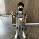 G.DUCKKIDS品牌高檔哪吒男童夏裝套裝2025新款洋帥氣寶寶夏季時(shí)髦潮兒童短袖 官方旗艦鐵灰色套裝 均碼 100