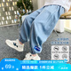 左西男中大童牛仔褲兒童防蚊褲夏2025新款夏裝長(zhǎng)褲子 淺牛仔色 140