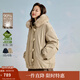 茵曼（INMAN）2025秋冬女裝新款三防可拆連帽毛領(lǐng)羽絨服牛角扣保暖派克服 深卡其 M