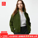 優(yōu)衣庫【驚喜價(jià)】女裝舒芙蕾拉鏈針織開(kāi)衫/毛衣毛衫外套25480490 57 深橄欖色 M /160/84A