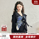 兩三事梵高v領(lǐng)針織馬甲女春季2025新款無(wú)袖毛衣綁帶背心 銀河甜心 黑色-y M