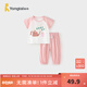 童泰（TONGTAI）嬰兒短袖套裝夏季純棉寶寶衣服男童女童外出上衣長(cháng)褲兒童童裝 粉色 90