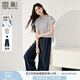 香影鹽系輕熟風(fēng)套裝女兩件套2025夏裝新款條紋襯衫褲子一整套穿搭 藏青 L 165/88A/110-125斤