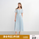 獨束大碼女裝【海鹽白沙】多彩紐扣連衣裙夏季新款氣質(zhì)優(yōu)雅長(cháng)裙 空氣藍 2XL （尺碼：4）