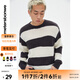美特斯邦威條紋破洞套頭毛衫男春秋新款寬松時(shí)尚潮流男士毛衣 灰色 XL 180 100A