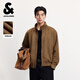 杰克·瓊斯（JACK&JONES）男裝25年秋冬季棉服男士仿麂皮絨夾棉衣寬松短款休閑棉襖夾克外套 E10深棕色 短款版型，卡碼拍大 M （175）