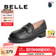 百麗（Belle）簡約上班樂福鞋女通勤平跟百搭單鞋B1983CM4 黑色 37 (235mm)