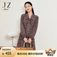 玖姿（JUZUI）南法假日碎花連衣裙女裝春款小個子設(shè)計感雪紡裙子 花咖啡 XL