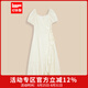 IEF/愛(ài)依服連衣裙2025春夏新款法式成熟優(yōu)雅氣質(zhì)通勤風(fēng)連衣長(zhǎng)裙 杏 M